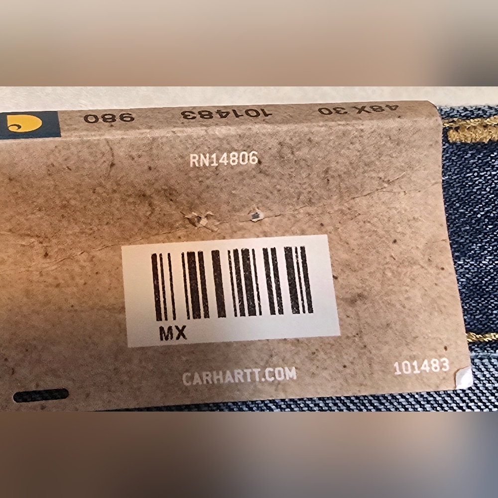 Carhartt Men's Size 48 X 30 Relaxed Fit Jeans Medium Wash 5 Pocket Workwear NWT - Picture 7 of 9